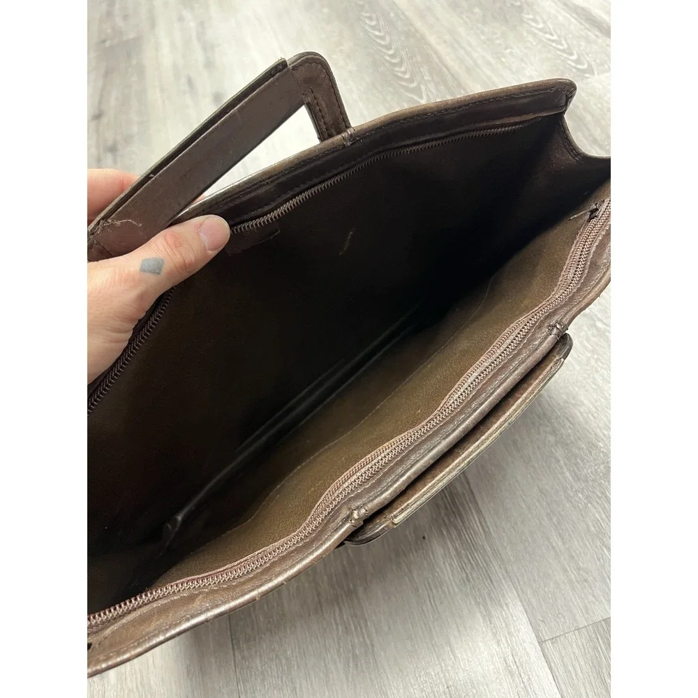 Vintage Mark Cross Brown Leather Portfolio Zippered Bag Briefcase Bag